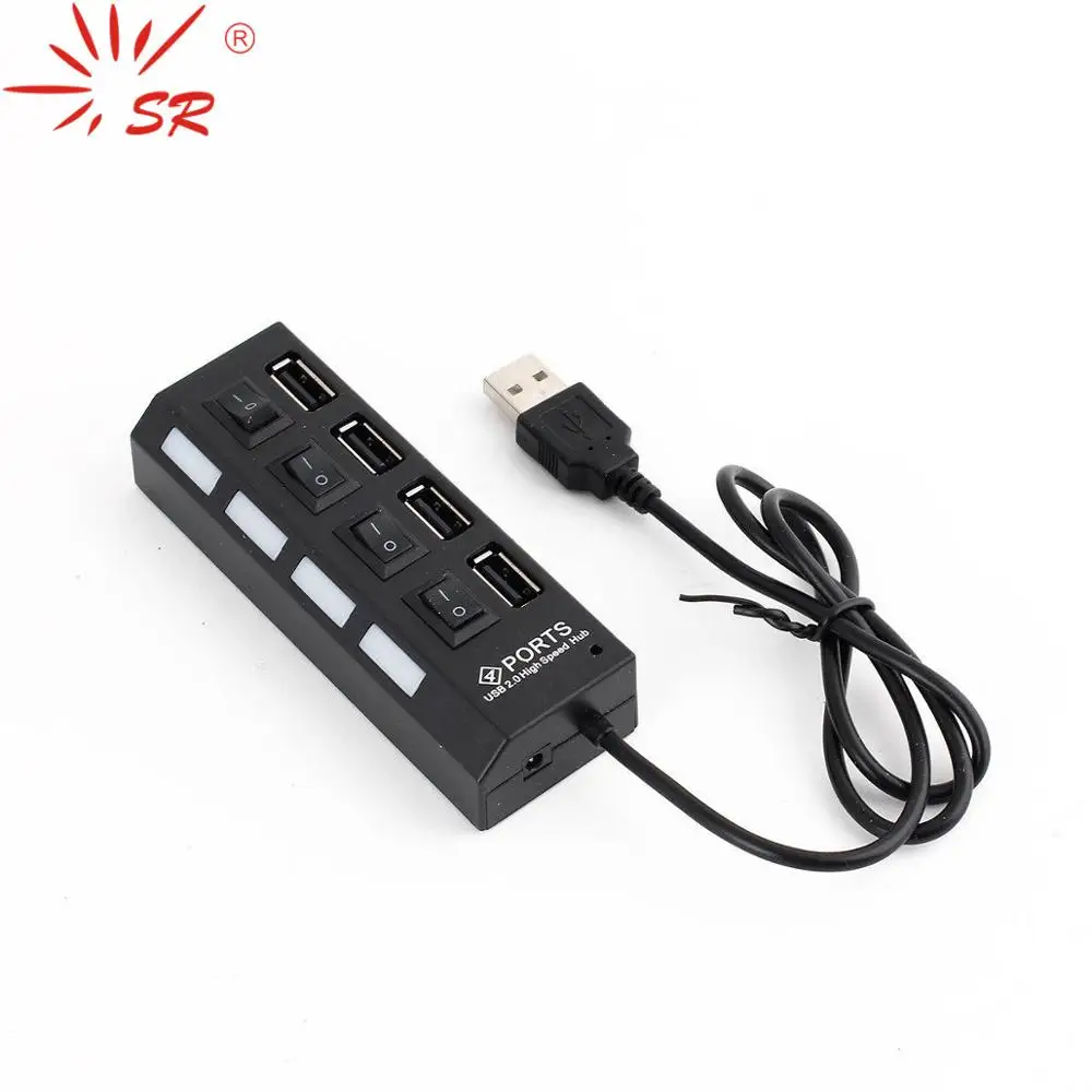 SR 4 Port LED USB Hub Four Ports USB 2.0 Concentrator with LED Light and Separate Switch for Cellphone Computer Tablet Notebo
SR 4 Port LED USB Hub Four Ports USB 2.0 Concentrator with LED Light and Separate Switch for Cellphone Computer Tablet Notebo