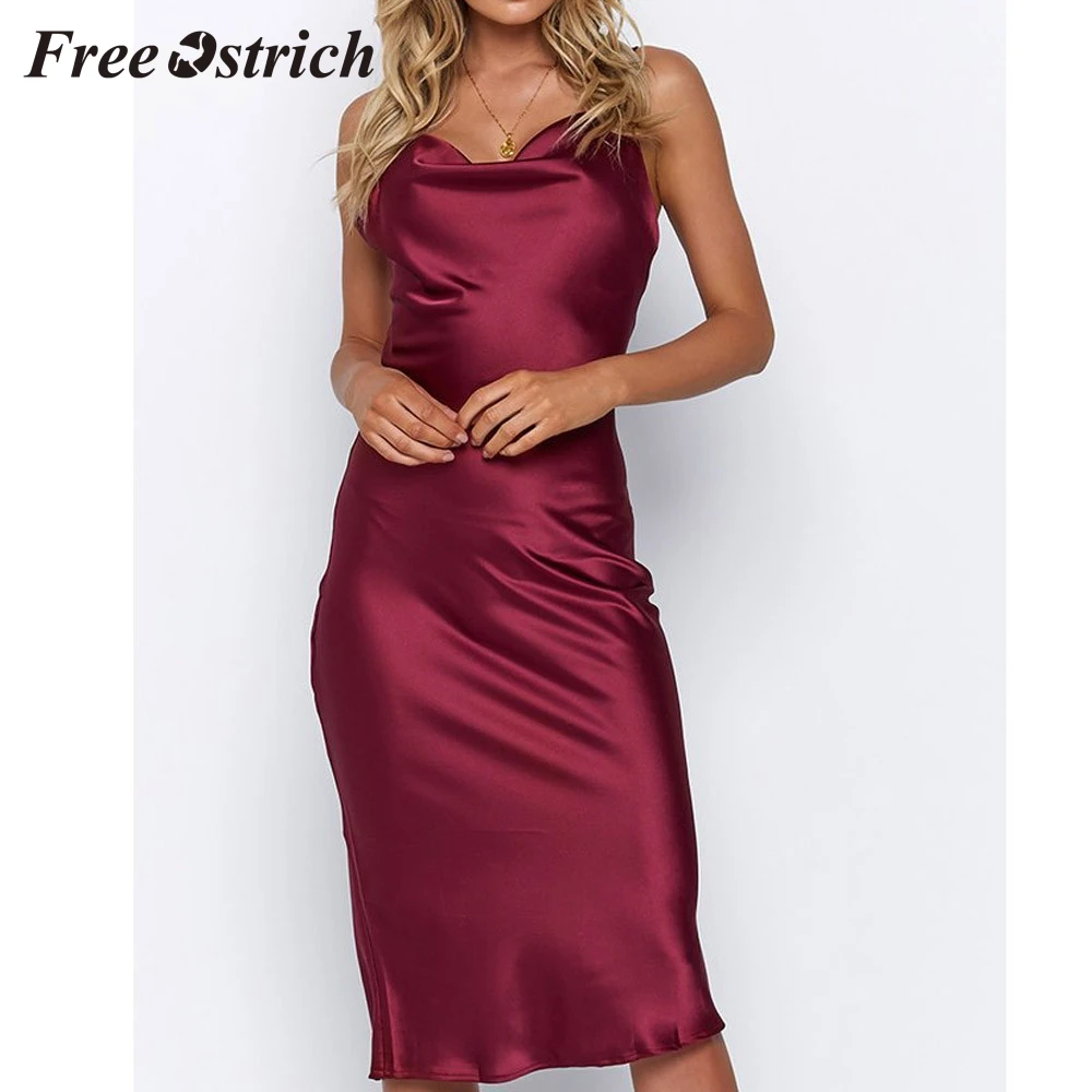 Free Ostrich 2019 Women Fashion Solid High Elastic Sleeveless Camis V-Neck Sexy Dress Slim Silky Slide Wine Red Sexy Sleep Dress
Free Ostrich 2019 Women Fashion Solid High Elastic Sleeveless Camis V-Neck Sexy Dress Slim Silky Slide Wine Red Sexy Sleep Dress