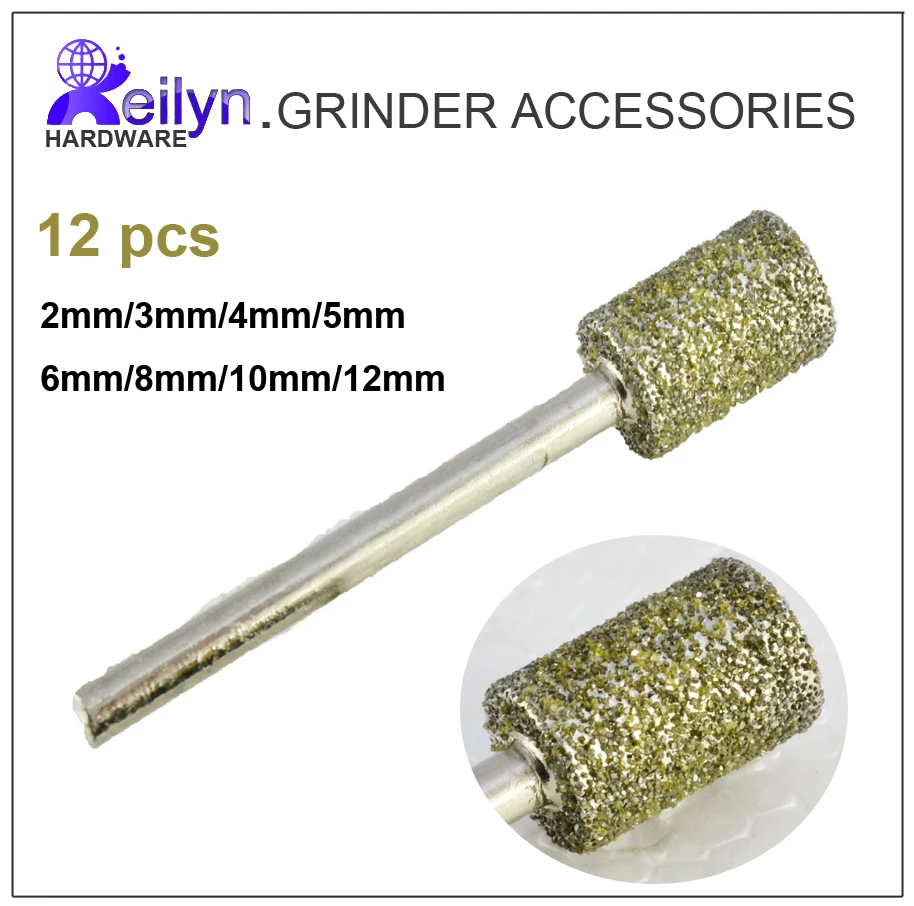 Image 12pcs pack coarse sand rough grit Emergy diamond abrasive bits grinding needle grinding head for die grinder dremel rotary tools