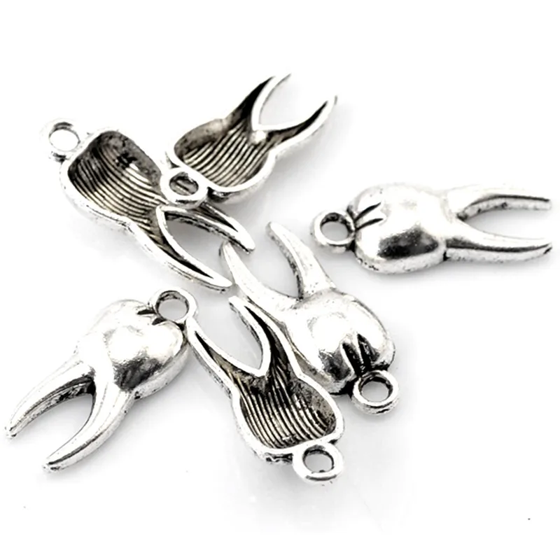 Pendants Cute Tooth Metal Silver Tone Fashion Jewelry DIY Making Findings Charms 20x8mm(6/8&quotx3/8") 20Pcs | Украшения и