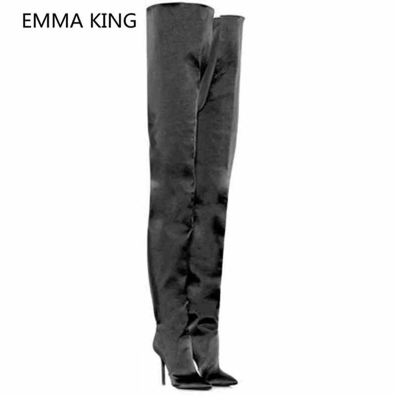 Luxury Silk Satin Women Over The Knee Crotch Boots Pointed Toe Sexy 12cm Stiletto High Heels Ladies Winter Shoes Cowboy Boots
Luxury Silk Satin Women Over The Knee Crotch Boots Pointed Toe Sexy 12cm Stiletto High Heels Ladies Winter Shoes Cowboy Boots