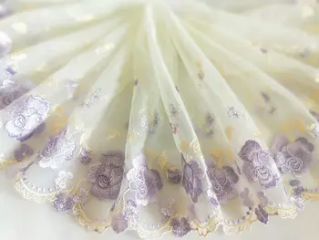2 Yards Embroidered Lace Trim Purple Roses Floral Embroidered Light Yellow Tulle Lace Trim 7.48 Inches Wide
2 Yards Embroidered Lace Trim Purple Roses Floral Embroidered Light Yellow Tulle Lace Trim 7.48 Inches Wide