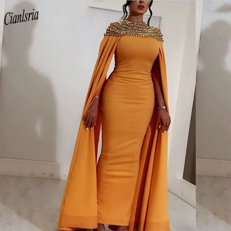 Gold O-Neck Muslim Evening Dress 2019 Beading Crystal With Cape Abendkleider Dubai Arabic Elegant Formal Evening Party Dresses
Gold O-Neck Muslim Evening Dress 2019 Beading Crystal With Cape Abendkleider Dubai Arabic Elegant Formal Evening Party Dresses