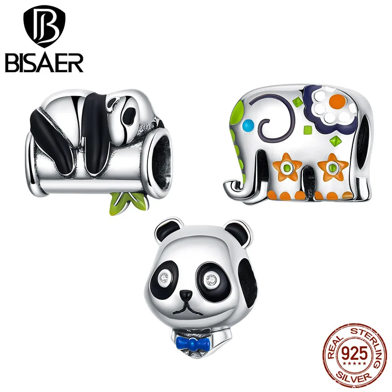 BISAER Authentic 925 Sterling Silver Cute Panda Elephant Beads Charms Fit Bracelet Original silver DIY Jewelry Accessories
BISAER Authentic 925 Sterling Silver Cute Panda Elephant Beads Charms Fit Bracelet Original silver DIY Jewelry Accessories