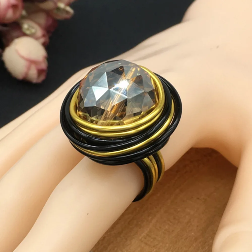 Handmade Wire Spiral Shining Crystal Rings For Women Statement Fashion Jewelry Big Bead Finger Rings Accessories UKEN
Handmade Wire Spiral Shining Crystal Rings For Women Statement Fashion Jewelry Big Bead Finger Rings Accessories UKEN