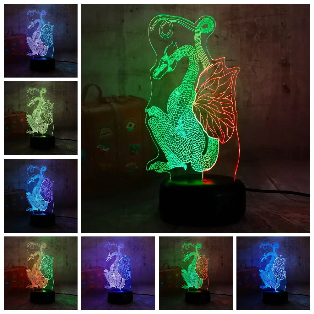 New Animal Sitting Pterosaur Dragon Novelty 3D LED Night Lihgt Double Mixed Dual Colors Christmas Kids Gift Home Decor Desk Lamp
New Animal Sitting Pterosaur Dragon Novelty 3D LED Night Lihgt Double Mixed Dual Colors Christmas Kids Gift Home Decor Desk Lamp
