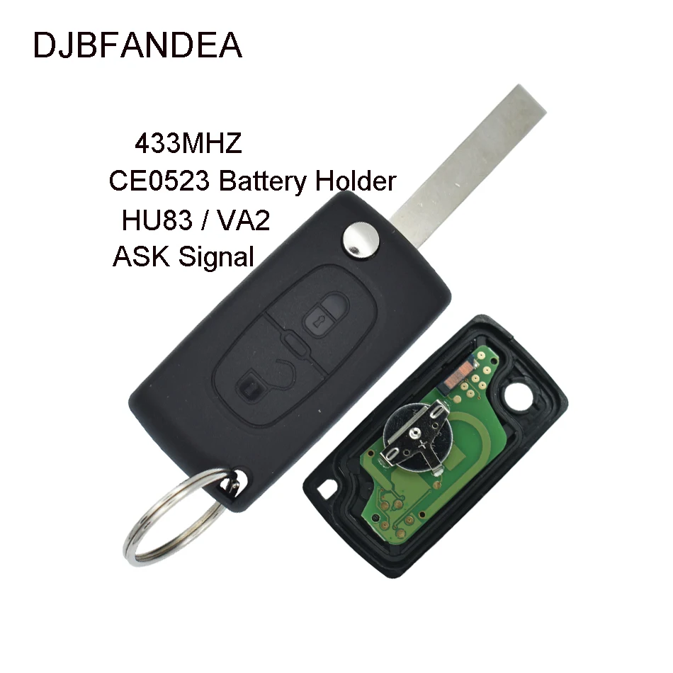DJBFANDEA HU83 Or VA2 Blade 2Buttons Folding Car Remote Key for Citroen For Peugeot CE0523 Model With Id46 Chip 433MHz
DJBFANDEA HU83 Or VA2 Blade 2Buttons Folding Car Remote Key for Citroen For Peugeot CE0523 Model With Id46 Chip 433MHz