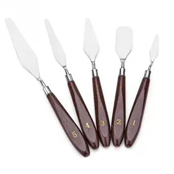 5Pcs Knife Stainless Steel Oil Painting Scraper Blade with Wood Handle Lightweight Colour Modulation Knife Anti-slip #823 New
5Pcs Knife Stainless Steel Oil Painting Scraper Blade with Wood Handle Lightweight Colour Modulation Knife Anti-slip #823 New