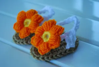 crochet Orange and Yellow Baby Sandals/Baby Shower Gift