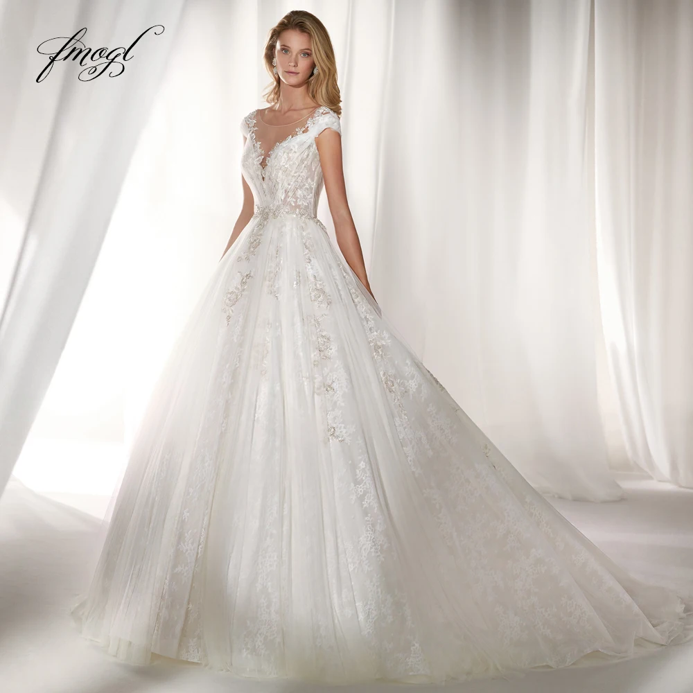 Fmogl Vestido De Noiva Illusion A Line Wedding Dress Luxury Appliques Beaded Cap Sleeve Court Train Pleat Bride Gown
Fmogl Vestido De Noiva Illusion A Line Wedding Dress Luxury Appliques Beaded Cap Sleeve Court Train Pleat Bride Gown