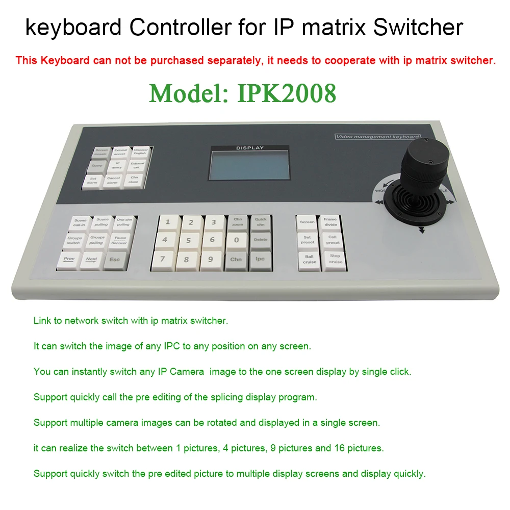 Professional 3-Axis joystick accessories IP Matrix keyboard controller onvif RS485
Professional 3-Axis joystick accessories IP Matrix keyboard controller onvif RS485