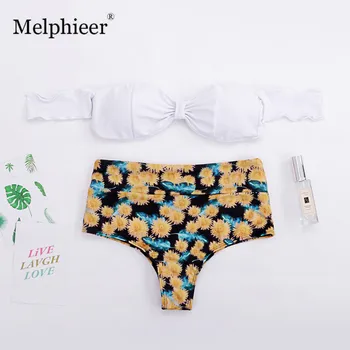 Swimsuit Bandeau Strapless Top High Waist Sunflower Bottom Bikini Set Swimwear Swimming suit For Women traje de bano Biquini
Swimsuit Bandeau Strapless Top High Waist Sunflower Bottom Bikini Set Swimwear Swimming suit For Women traje de bano Biquini