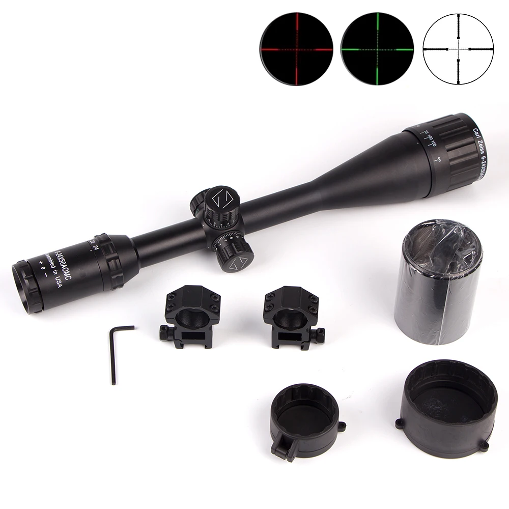 Tactical Hunting 6-24X50 ZEISS Optics Riflescope Red Green Mid Dot Reticle Rifle Scope Free Mounts
Tactical Hunting 6-24X50 ZEISS Optics Riflescope Red Green Mid Dot Reticle Rifle Scope Free Mounts