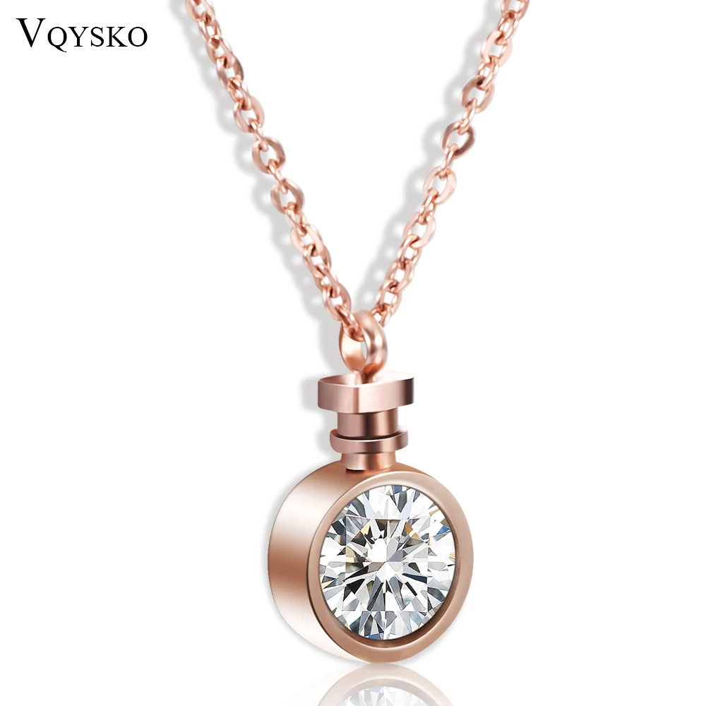 Perfume bottle Cubic Zirconia Necklaces &Pendants Rose Gold Color Fashion Stainless Steel Jewelry For Women Chain Accessiories
Perfume bottle Cubic Zirconia Necklaces &Pendants Rose Gold Color Fashion Stainless Steel Jewelry For Women Chain Accessiories