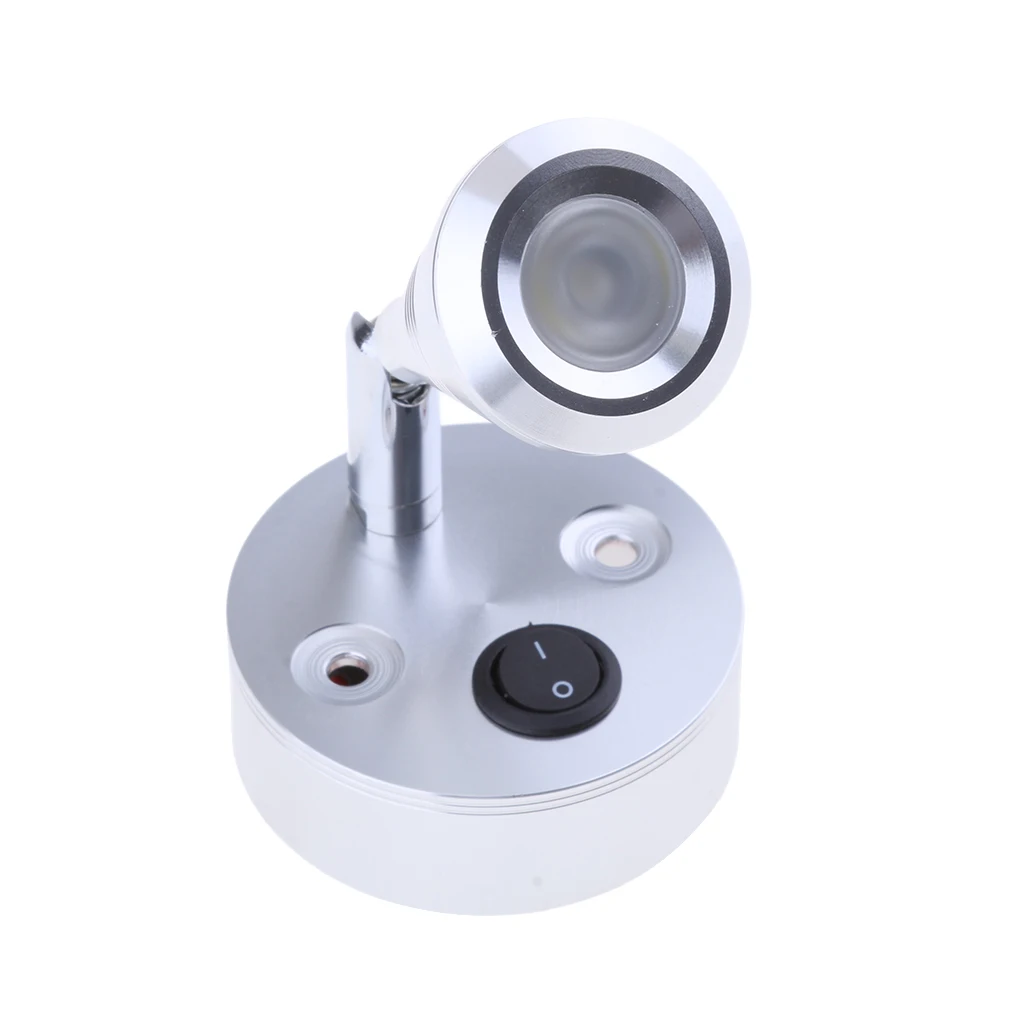 12V 3W 6000K Wall LED Spot Reading Light Switch Caravan Camper Boat Silver