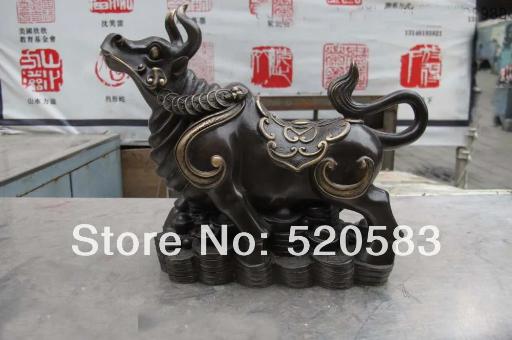 China Pure Bronze Copper Money Fengshui Lucky Wealth Cattle bull Wild ox Statue
China Pure Bronze Copper Money Fengshui Lucky Wealth Cattle bull Wild ox Statue