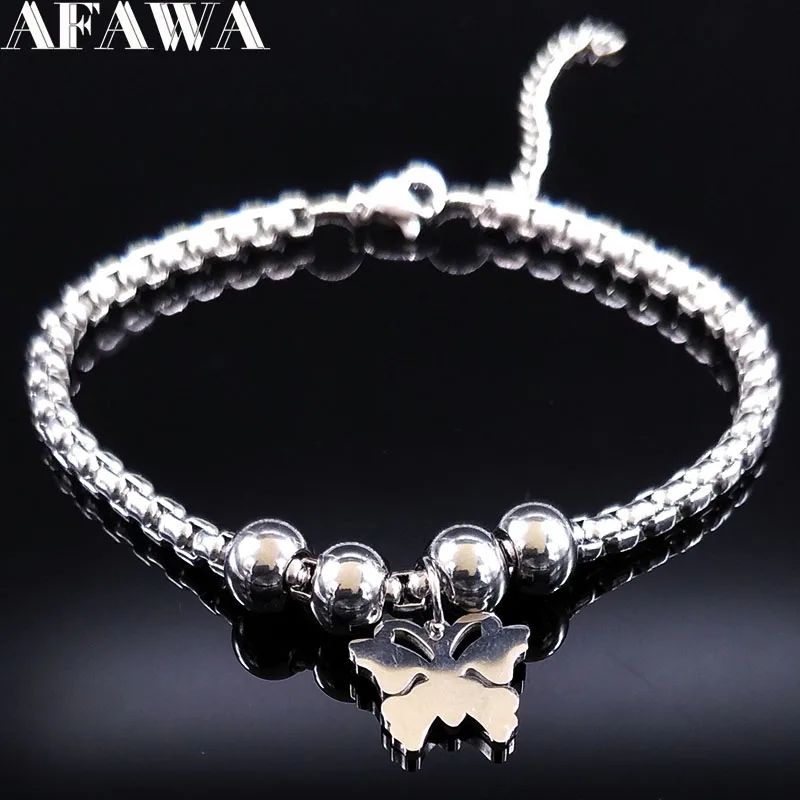 2019 Butterfly Stainless Steel Bracelets Women Bead Silver Color Women Bracelet Bangle Jewelry Christmas Gift pulseras B17813
2019 Butterfly Stainless Steel Bracelets Women Bead Silver Color Women Bracelet Bangle Jewelry Christmas Gift pulseras B17813