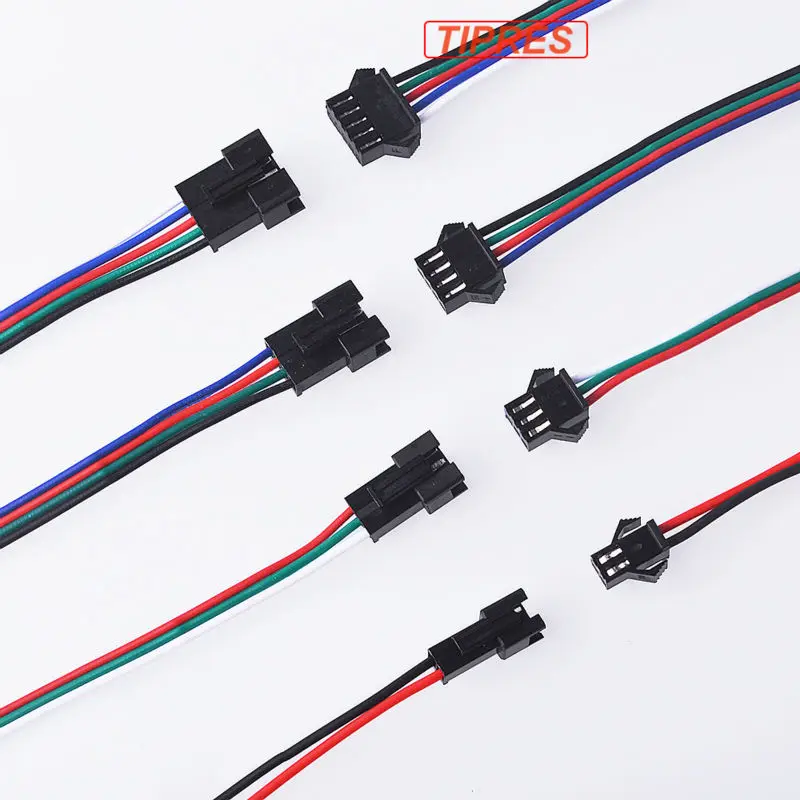 2pin 3pin 4pin светодиодный разъем мужской/женский JST SM 2 3 4 5Pin провода кабель для