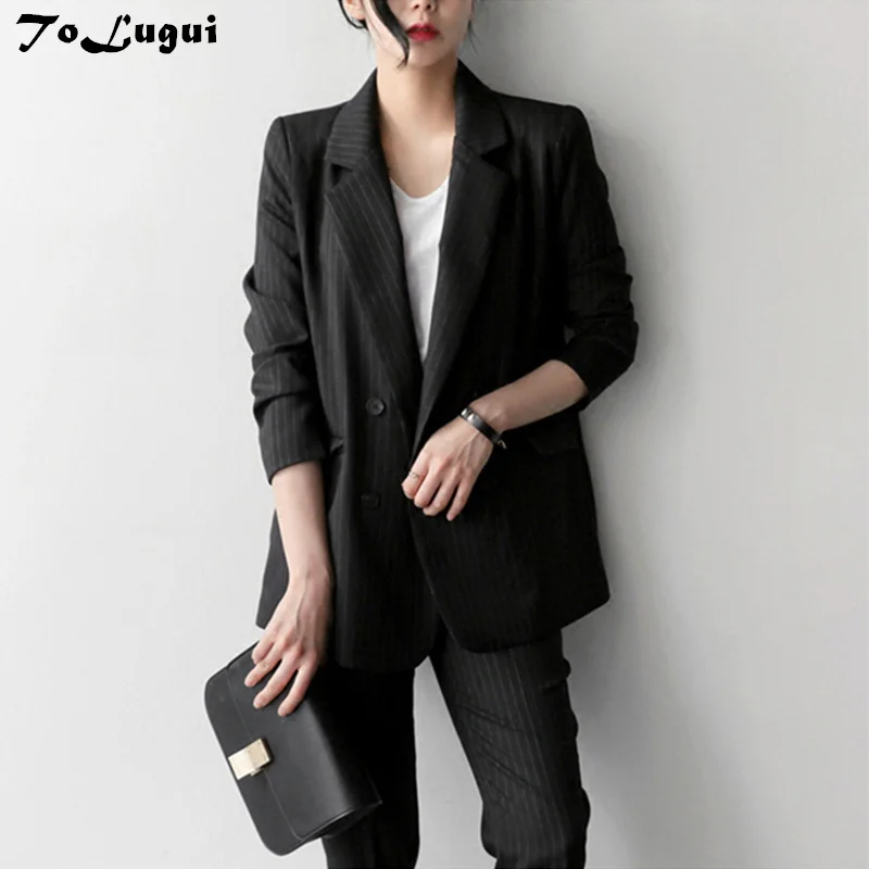 ToLugui Stripe Women 2 two piece set Suits Casual Double Breasted Long sleeve Blazer Jacket Office Workwear Lady Chic tracksuit
ToLugui Stripe Women 2 two piece set Suits Casual Double Breasted Long sleeve Blazer Jacket Office Workwear Lady Chic tracksuit