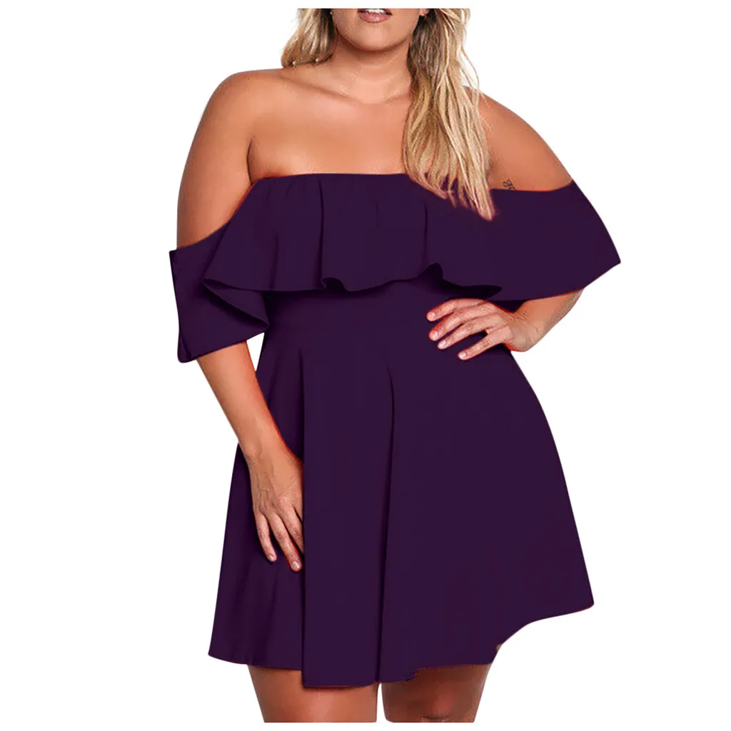 Plus Size Dress For Women Sexy Off Shoulder Slash Neck Ruffles Mini Dresses Solid Colors High Waist Pleated Party Vestidos Mujer
Plus Size Dress For Women Sexy Off Shoulder Slash Neck Ruffles Mini Dresses Solid Colors High Waist Pleated Party Vestidos Mujer