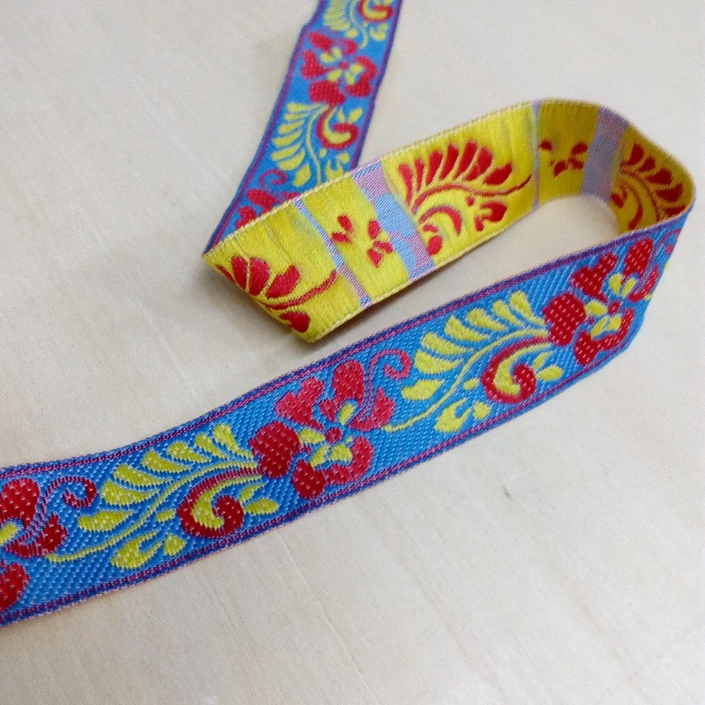 2cm 20mm 7/8' Blue Red Flower Yellow Pteris Phoenix Ethnic Bedding Diy Costume Curtain Laciness National Jacquard Ribbon Webbing
2cm 20mm 7/8' Blue Red Flower Yellow Pteris Phoenix Ethnic Bedding Diy Costume Curtain Laciness National Jacquard Ribbon Webbing