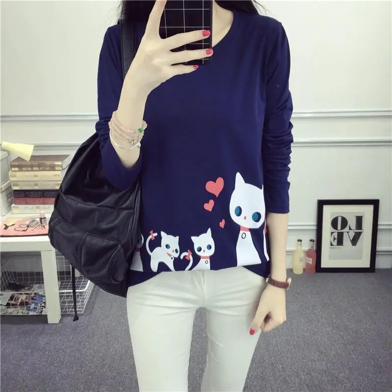 An Mo Yan New Spring Autumn Women's Long Sleeve T-shirt Women Tops Cat Print Harajuku Clothing Casual Style Female T-shirts
An Mo Yan New Spring Autumn Women's Long Sleeve T-shirt Women Tops Cat Print Harajuku Clothing Casual Style Female T-shirts