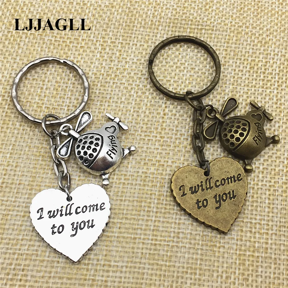 Long-distance relationships Lovers Heart Keychains 2pcs I WILL COME TO YOU Flying Helicopter Plane Charm Diy Couple Gift Jewelry
Long-distance relationships Lovers Heart Keychains 2pcs I WILL COME TO YOU Flying Helicopter Plane Charm Diy Couple Gift Jewelry