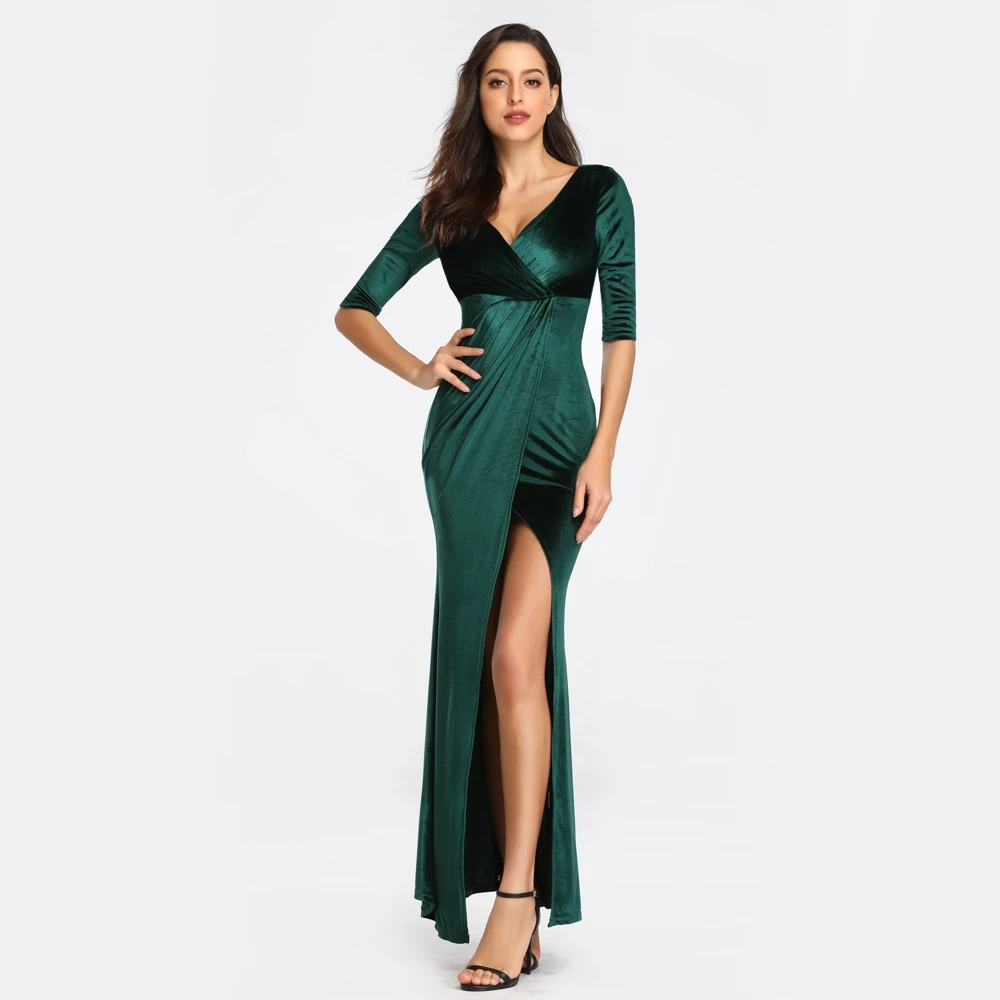 Partysix Women Sexy Velvet Solid Color Slit Dress Half Sleeve V Neck Long Party Dress
Partysix Women Sexy Velvet Solid Color Slit Dress Half Sleeve V Neck Long Party Dress