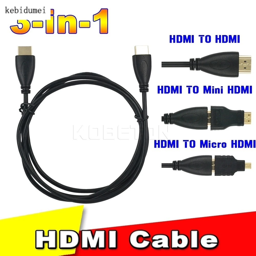 Full HD High Speed 3 in 1 HDMI TO HDMI Mini HDMI Micro HDMI Cable for Xbox 360 HDTV 1080P Mobile etc V1.4 Gold plating Adapter
Full HD High Speed 3 in 1 HDMI TO HDMI Mini HDMI Micro HDMI Cable for Xbox 360 HDTV 1080P Mobile etc V1.4 Gold plating Adapter