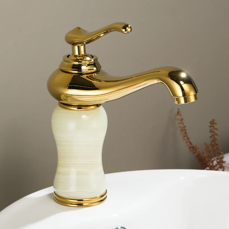 Luxury Gold Brass Natural jade Bathroom Sink Faucet Golden Art Basin Mixer Taps Single Handle Lavatory Faucet,Gold Finish-SM510
Luxury Gold Brass Natural jade Bathroom Sink Faucet Golden Art Basin Mixer Taps Single Handle Lavatory Faucet,Gold Finish-SM510
