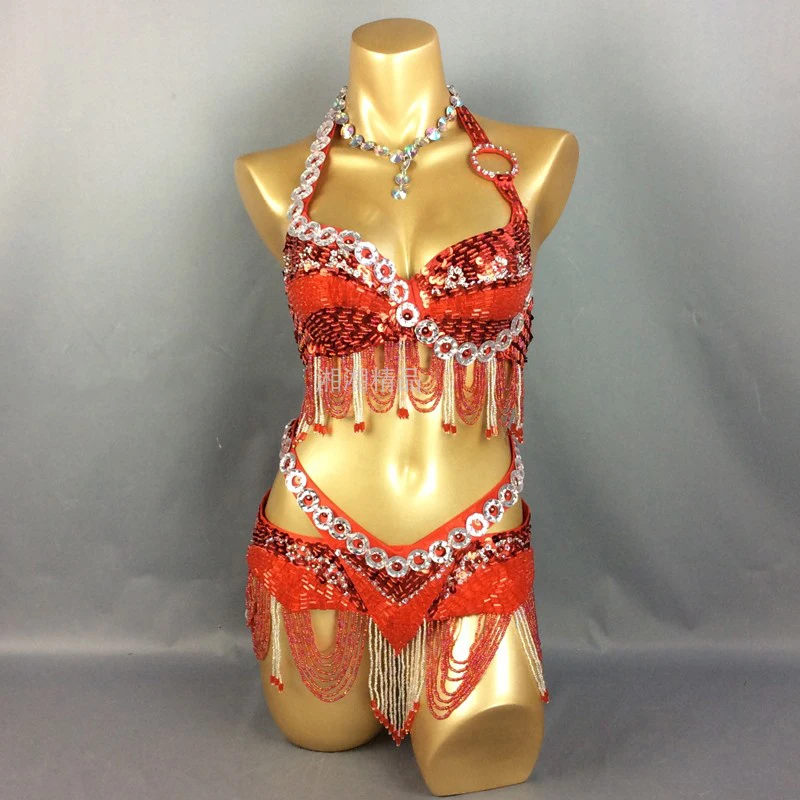 Cheap Women Belly Dance Costume Bra+Belt 2 Pieces/ Set Handmade Beaded Sequins Sari Indian Clothing Ladies Oriental Costume
Cheap Women Belly Dance Costume Bra+Belt 2 Pieces/ Set Handmade Beaded Sequins Sari Indian Clothing Ladies Oriental Costume