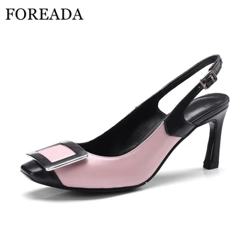 FOREADA Women Party Shoes Real Leather Slingbacks Pumps Sexy High Heels Party Shoes Spring Cow Leather Mix-color Buckle Shoes
FOREADA Women Party Shoes Real Leather Slingbacks Pumps Sexy High Heels Party Shoes Spring Cow Leather Mix-color Buckle Shoes