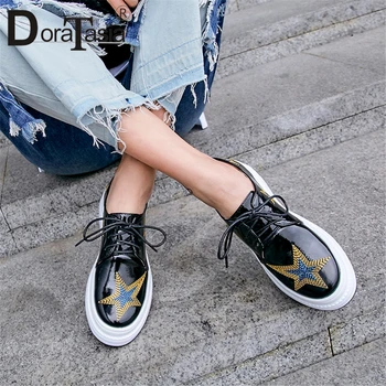 DORATASIA New Fashion Platform Genuine Cow Leather Flats Woman Shoes Lace Up Flat Platform Mix Color Shoes Woman Flat Female
DORATASIA New Fashion Platform Genuine Cow Leather Flats Woman Shoes Lace Up Flat Platform Mix Color Shoes Woman Flat Female