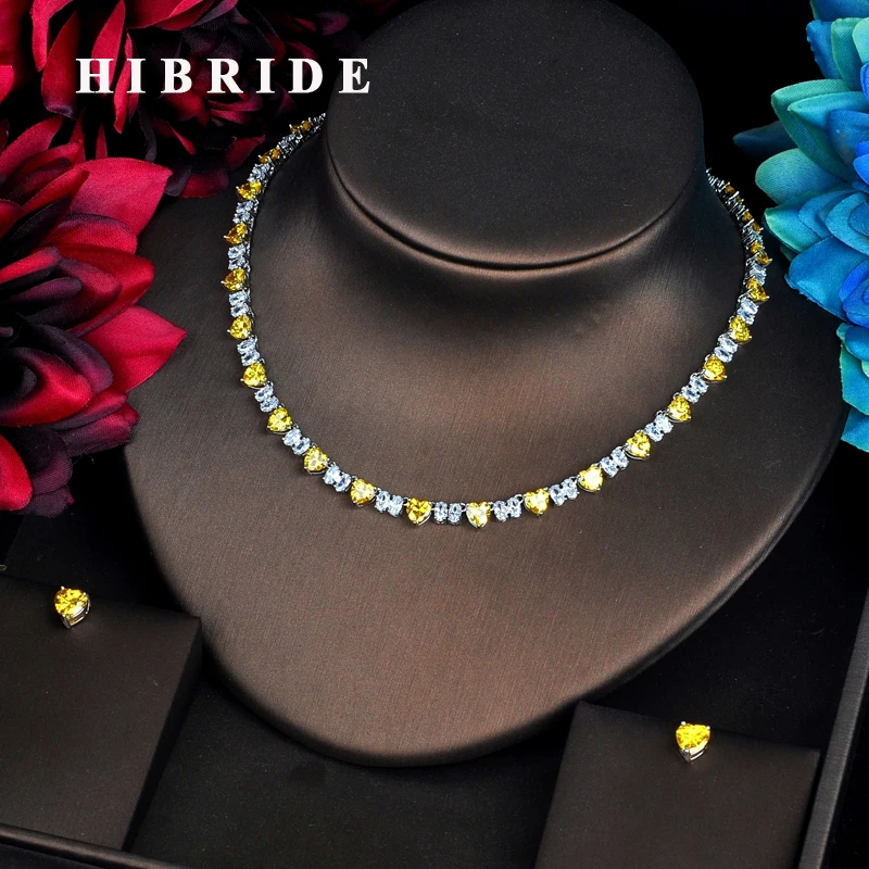 Модные ювелирные наборы HIBRIDE в форме сердца для женщин, аксессуары, жёлтое ожерелье из фианита, свадебные украшения, подарок, бижутерия
Модные ювелирные наборы HIBRIDE в форме сердца для женщин, аксессуары, жёлтое ожерелье из фианита, свадебные украшения, подарок, бижутерия