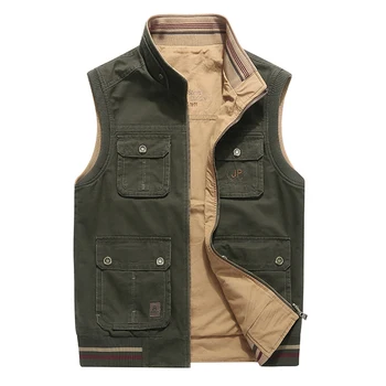 Reversible vest men cotton stand collar multi pockets 2018 AFS JEEP vest military style brand jacket waistcoat plus size 8XL
Reversible vest men cotton stand collar multi pockets 2018 AFS JEEP vest military style brand jacket waistcoat plus size 8XL