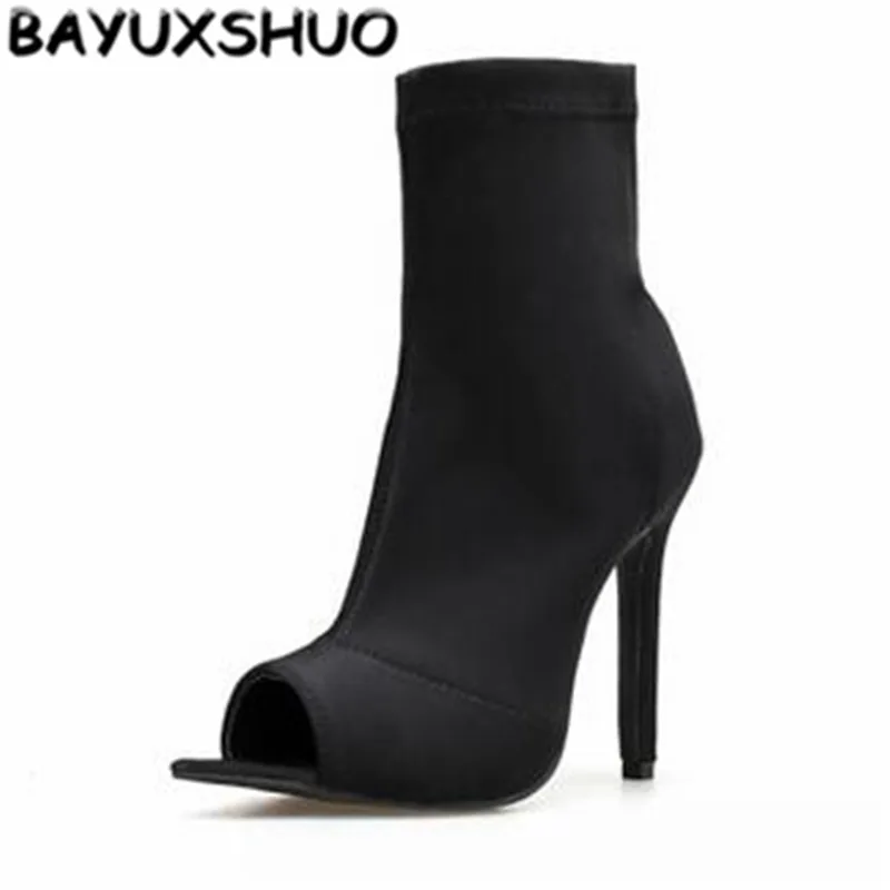 BAYUXSHUO Summer Ladies High Heel Boots Fish Mouth Stiletto Heels Fashion Stretch Cloth Booties Casual Boots Wild Women Shoes
BAYUXSHUO Summer Ladies High Heel Boots Fish Mouth Stiletto Heels Fashion Stretch Cloth Booties Casual Boots Wild Women Shoes