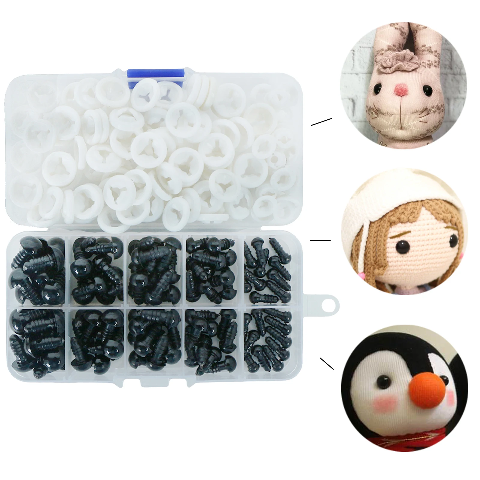 100pcs 6-12mm Black Plastic Crafts Safety Eyes for Bear Cloth Doll Soft Toy Animal Doll Amigurumi with Box DIY Accessories
100pcs 6-12mm Black Plastic Crafts Safety Eyes for Bear Cloth Doll Soft Toy Animal Doll Amigurumi with Box DIY Accessories