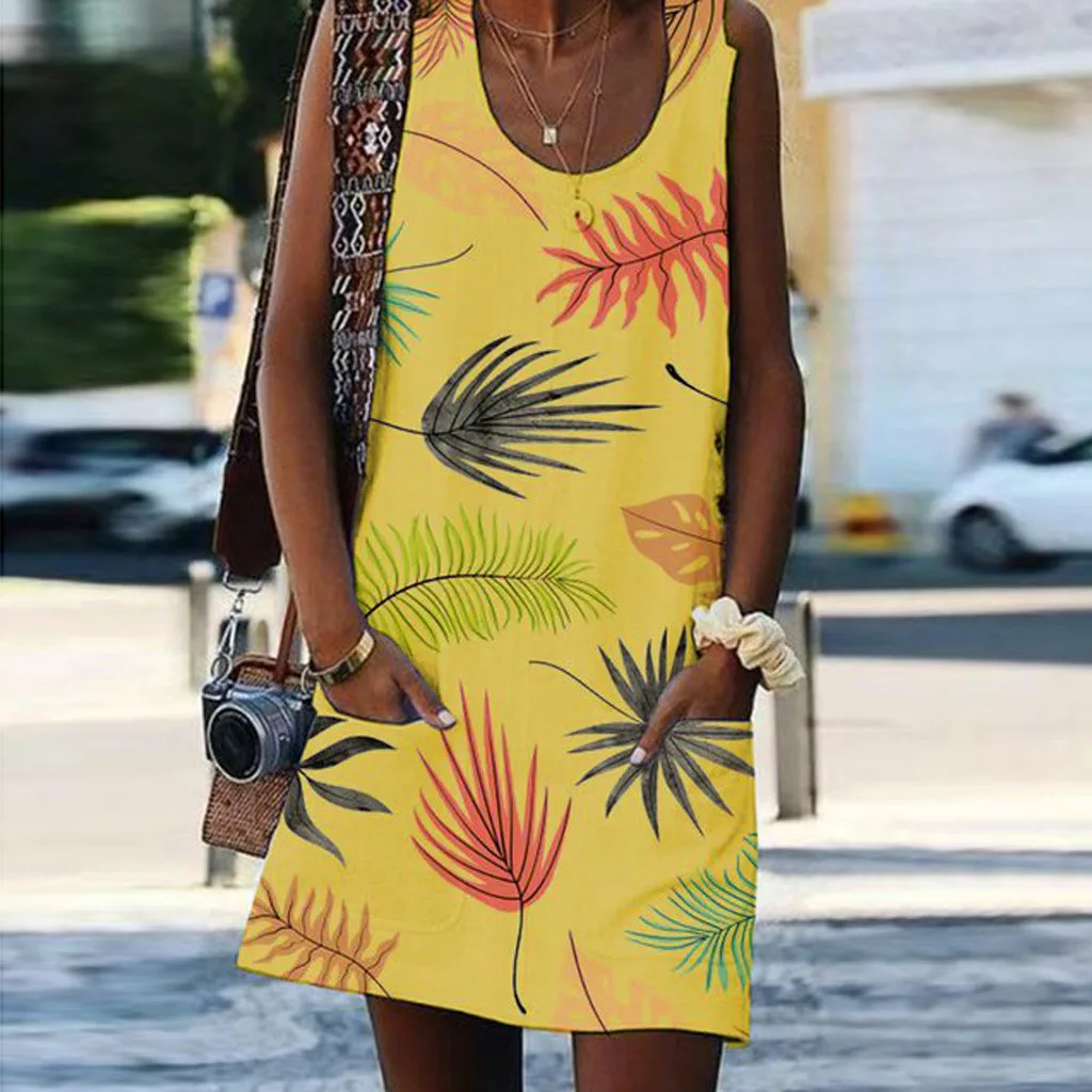 Woman Beach Dress Summer Boho Print Clothes Sleeveless Party Dress Casual Short Sundress Plus Size Floral Dress 2019
Woman Beach Dress Summer Boho Print Clothes Sleeveless Party Dress Casual Short Sundress Plus Size Floral Dress 2019