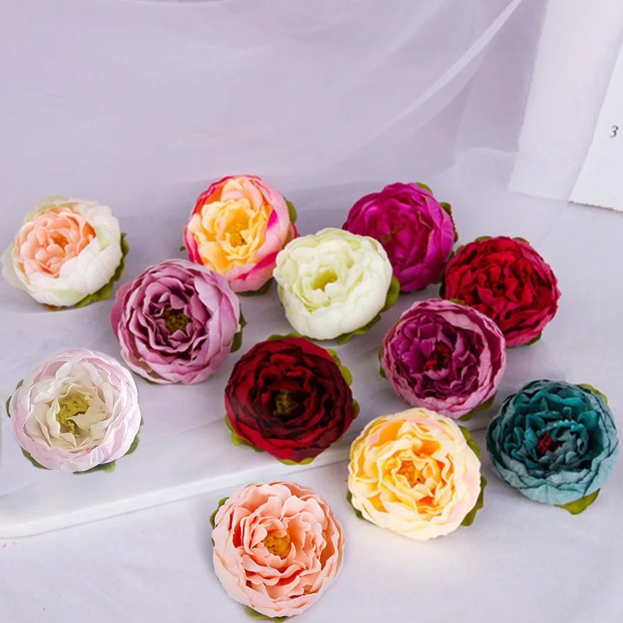 

5pcs DIY Craft Artificial Silk Peony Flower Heads Big Pink Red Purple Fake Flowers Mix Wedding Party Backdrop Wall Decoration