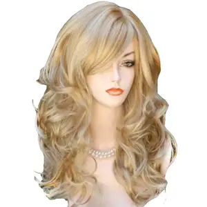QQXCAIW Long Wavy Natrual Blonde 60 Cm Synthetic Hair Wigs QQXCAIW Long Wavy Natrual Blonde 60 Cm Synthetic Hair Wigs