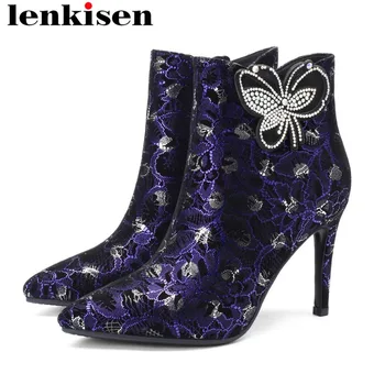 2018 novelty design natural leather pointed toe zipper large size crystals appliques super high heels feminine ankle boots L71
2018 novelty design natural leather pointed toe zipper large size crystals appliques super high heels feminine ankle boots L71