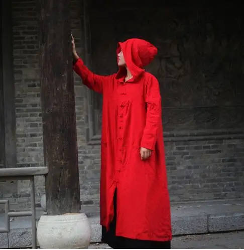 Фото Тренчкот с капюшоном в китайском стиле весна-осень 2017 винтажная верхняя одежда