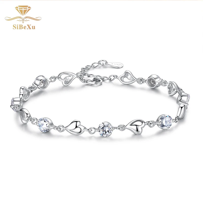 Women Sliver Bracelet Heart Crystal Diomand Bride Jewelry Charm Cubic Zircon Clear CZ Bangles Gift
Women Sliver Bracelet Heart Crystal Diomand Bride Jewelry Charm Cubic Zircon Clear CZ Bangles Gift