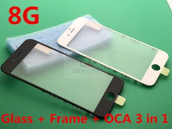 

10pcs/lot AAA+ 3 in 1 front cold pressed outer glass Middle Bezel frame assembled + OCA film for iPhone 8 4.7" Replacement