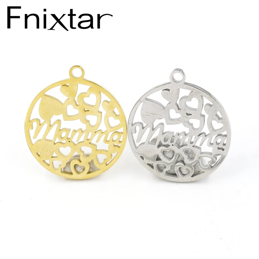 Fnixtar Mirror Polish Effect Stainless Steel Gold Tone Charm Round Love Heart Mamma Charm Jewelry 20mm 25mm 10piece/lot
Fnixtar Mirror Polish Effect Stainless Steel Gold Tone Charm Round Love Heart Mamma Charm Jewelry 20mm 25mm 10piece/lot