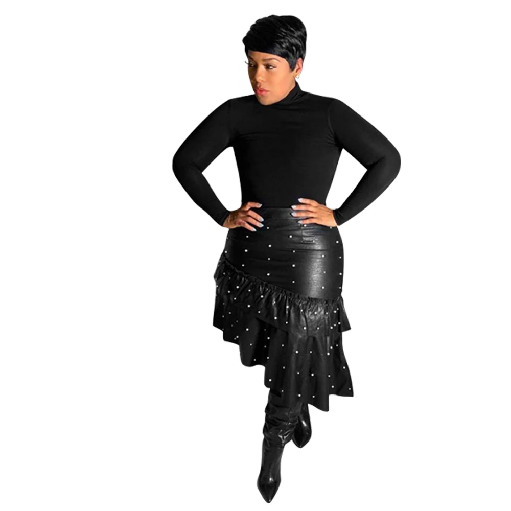 2018 PU Leather Ruffles Pearl OL Sexy Fashion Winter Boho Bohemian Skirts Women bandage Beach Casual Skirts Feminino D8220
2018 PU Leather Ruffles Pearl OL Sexy Fashion Winter Boho Bohemian Skirts Women bandage Beach Casual Skirts Feminino D8220