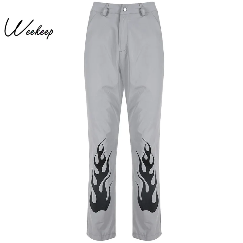 Weekeep High Waist Flame Print Pants Women Gray High Street Trousers 2019 Fashion Straight Pleated Pants Femme
Weekeep High Waist Flame Print Pants Women Gray High Street Trousers 2019 Fashion Straight Pleated Pants Femme