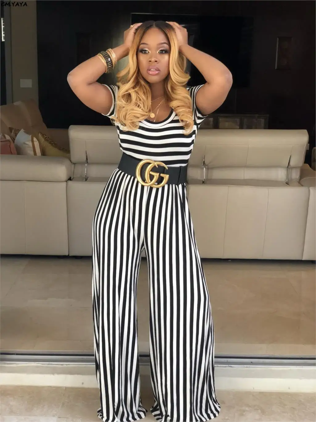 2019 new women summer stripes o-neck high waist loose short sleeve jumpsuit fashion casual classic romper playsuit GLSFY026
2019 new women summer stripes o-neck high waist loose short sleeve jumpsuit fashion casual classic romper playsuit GLSFY026