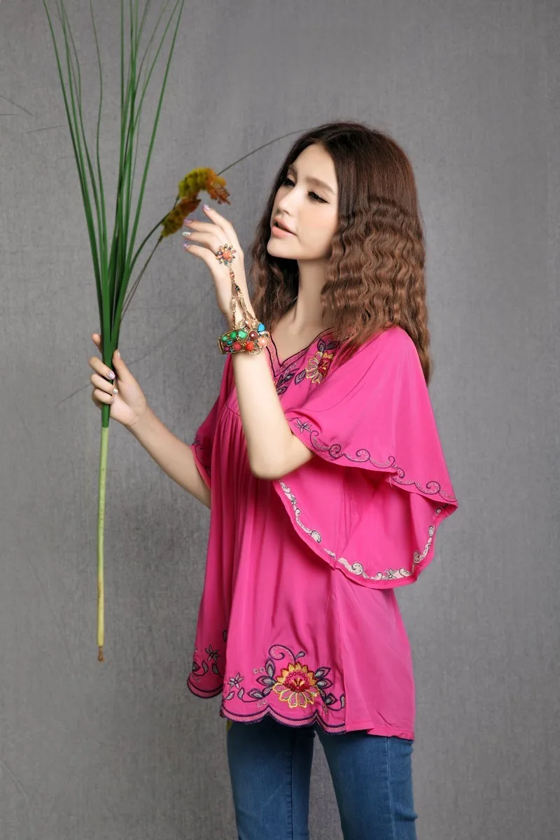 Floral Embroidered Maternity Blouse
