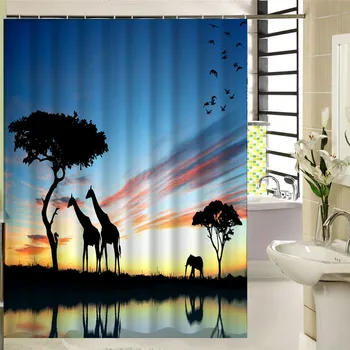 The Quiet Scenery That Two Giraffes and A Elephant Are Searching Food In The Afternoon 3d Print Shower Curtain Scenery Pattern
The Quiet Scenery That Two Giraffes and A Elephant Are Searching Food In The Afternoon 3d Print Shower Curtain Scenery Pattern